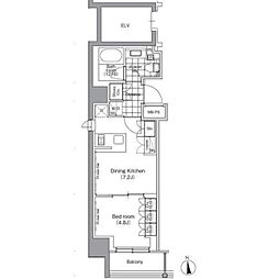 パークハビオ門前仲町 3階1DKの間取り