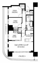 東急田園都市線 南町田グランベリーパーク駅 徒歩1分の賃貸マンション 10階3LDKの間取り
