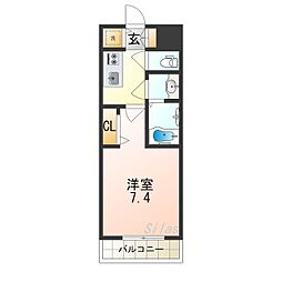 S-RESIDENCE高井田Central 1Kの間取図画像
