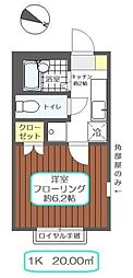 イー・シティ 2階1Kの間取り