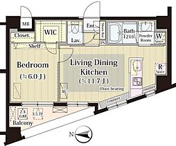 MiaCasa2 1LDKの間取図画像