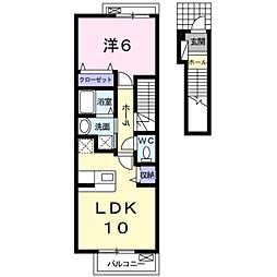 プリムローズ　II 2階1LDKの間取り