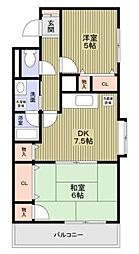 トキ壱番館 2DKの間取図画像