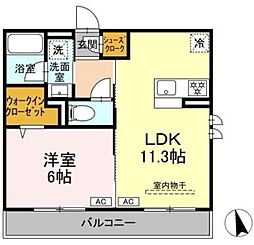 レジデンス オークリーフ 1LDKの間取図画像