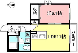 ベルカーサ 1LDKの間取図画像