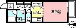 サンフラット 1Kの間取図画像