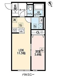 Shining 1階1LDKの間取り