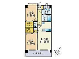 ドミール板付M5 2LDKの間取図画像