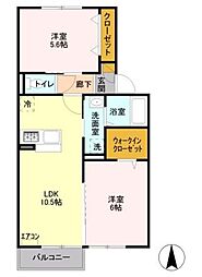 ヴァンヴェール 2LDKの間取図画像