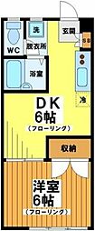 サザンハウス 1階1DKの間取り