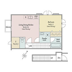 kukkula kuriya 1SLDKの間取図画像