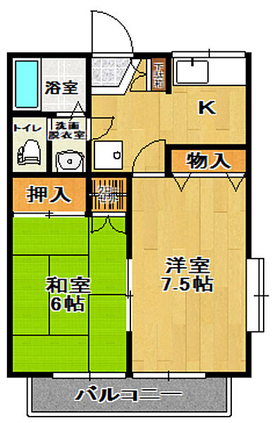 太郎殿ヴィレッジ　Ａ棟 207｜福島県郡山市富久山町久保田字太郎殿前(賃貸アパート2K・2階・39.75㎡)の写真 その2