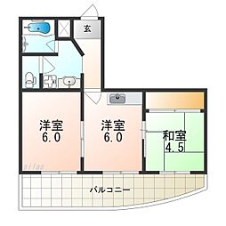 メゾンクレール 2DKの間取図画像