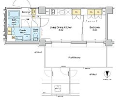 プラウドフラット品川大井町 5階1LDKの間取り