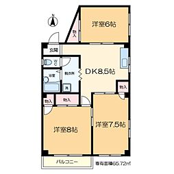 シントミプラザ綾瀬 3DKの間取図画像
