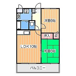サンライズ三国ヶ丘 2LDKの間取図画像