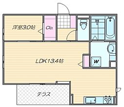 フェリオ箱崎駅前 1LDKの間取図画像