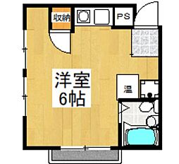 サニーハイム 4階ワンルームの間取り