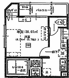 KIHOKU 2階1Kの間取り