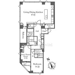 プレステージレジデンス白金台 2LDKの間取図画像