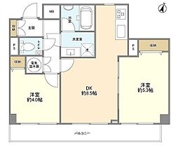 ライオンズマンション日本橋 9階2DKの間取り