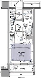 イニシアイオ西麻布 5階ワンルームの間取り