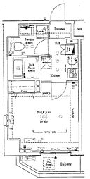 アクサス深川住吉 1階1Kの間取り