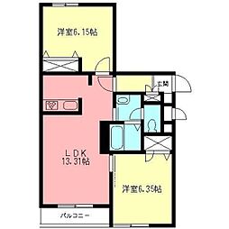 ディアコート 2LDKの間取図画像