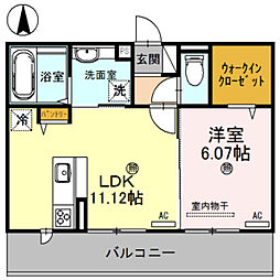 KOCOA TERRACE 2階1LDKの間取り