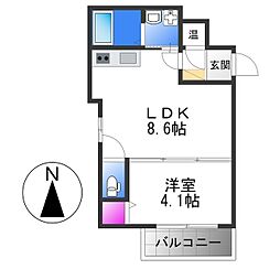 F asecia bonheur 3階1LDKの間取り