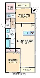 CozyCourt 2LDKの間取図画像