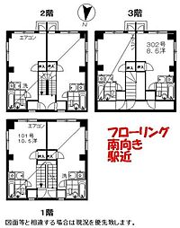 日ノ出ハイツ 3階ワンルームの間取り
