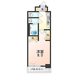 GLUCK MAISON S-SAKAI XVI 3階1Kの間取り