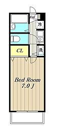 ベルクトハイツ 1Kの間取図画像