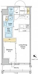 プラウドフラット両国サウス 6階1LDKの間取り