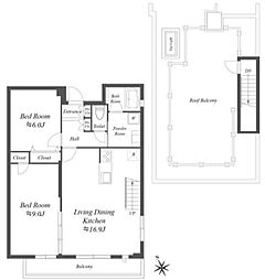 PASEO上目黒 3階2LDKの間取り