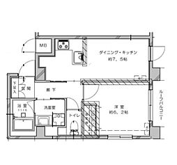 メインステージ浅草 1DKの間取図画像