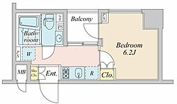 プラウドフラット神楽坂2 1Kの間取図画像