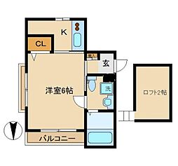 東急大井町線 荏原町駅 徒歩5分の賃貸マンション 2階1Kの間取り