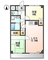 メルベーユソシア 2LDKの間取図画像