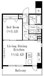 コージーコート御殿山 9階1LDKの間取り