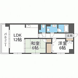 アルファウイング高宮東 2LDKの間取図画像
