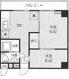 ヘレンハウゼ 2階2DKの間取り