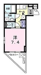 プレアデス城北 4階1Kの間取り