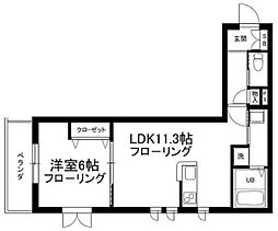 B-Flat 2階1LDKの間取り