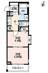 クレメント白金JP 1階2Kの間取り