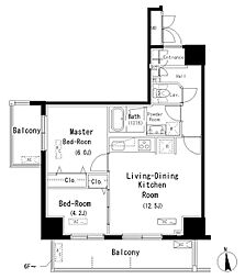 パークアクシス元浅草ステージ 9階2LDKの間取り