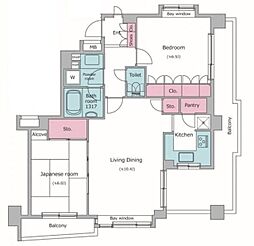 レジディア葛西 2階2LDKの間取り