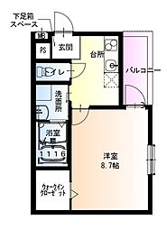 JR片町線(学研都市線) 徳庵駅 徒歩6分の賃貸アパート 1階1Kの間取り