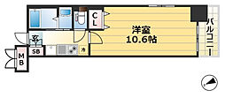 レジディア三宮東 1Kの間取図画像